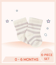 Load image into Gallery viewer, White Gerber Baby Boys Socks with gray stripes
