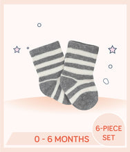 Load image into Gallery viewer, White Gerber Baby Boys Jersey Crew Socks with gray stripes