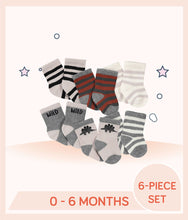 Load image into Gallery viewer, Gerber 6-Pack Baby Boys Dino Wiggle-Proof™ Jersey Crew Socks for 0 to 6 months