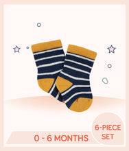 Load image into Gallery viewer, Navy and gold Gerber Baby Boys Socks for 0 to 6 months