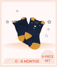 Load image into Gallery viewer, Navy Gerber Baby Boys Socks with animal face design