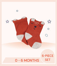 Load image into Gallery viewer, Orange Gerber Baby Boys Socks with animal face design