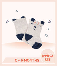 Load image into Gallery viewer, White Gerber Baby Boys Fox Wiggle-Proof™ Jersey Crew Socks