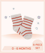 Load image into Gallery viewer, White Gerber Baby Boys Socks with orange stripes