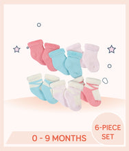 Load image into Gallery viewer, Gerber 6-Pack Baby Girls Princess Wiggle-Proof™ Terry Bootie Socks for 0 to 9 months old