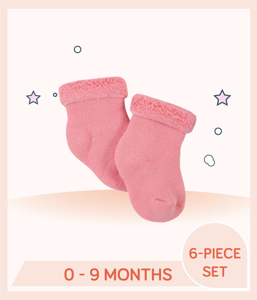 Gerber Baby Girls' 6pk Ballerina Jersey Wiggle Proof Socks - Pink 0-6M