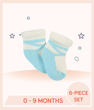 Load image into Gallery viewer, Blue and white Gerber Baby Girls Princess Socks for 0 to 9 months
