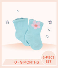 Load image into Gallery viewer, Blue Gerber Baby Girls Socks with floral design