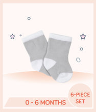 Load image into Gallery viewer, Gray and white Gerber Baby Boys Socks for 0 to 6 months
