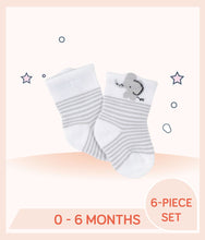 Load image into Gallery viewer, Gerber Baby Boys Socks with gray stripes and animal print art