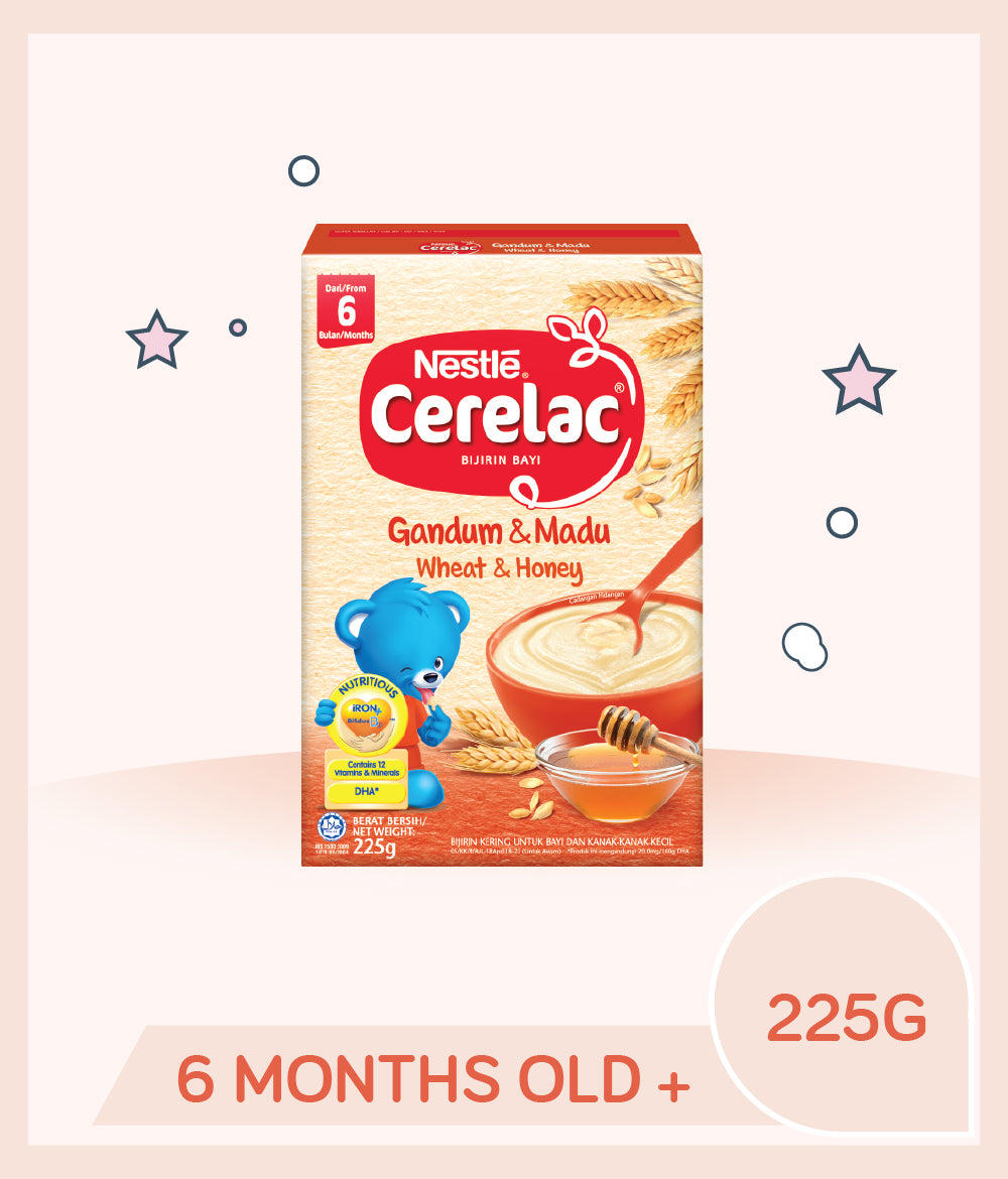 Cerelac Infant Cereal Wheat & Honey 225g Box for babies over 6 months old