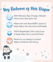 Load image into Gallery viewer, Key features of Drypers Wee Wee Dry Newborn baby diapers