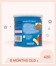 Load image into Gallery viewer, Back view of Gerber Lil Crunchies Vanilla Maple canister with product info