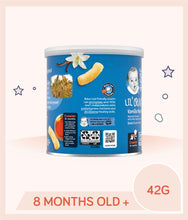 Load image into Gallery viewer, Side view of Gerber Lil Crunchies Vanilla Maple canister