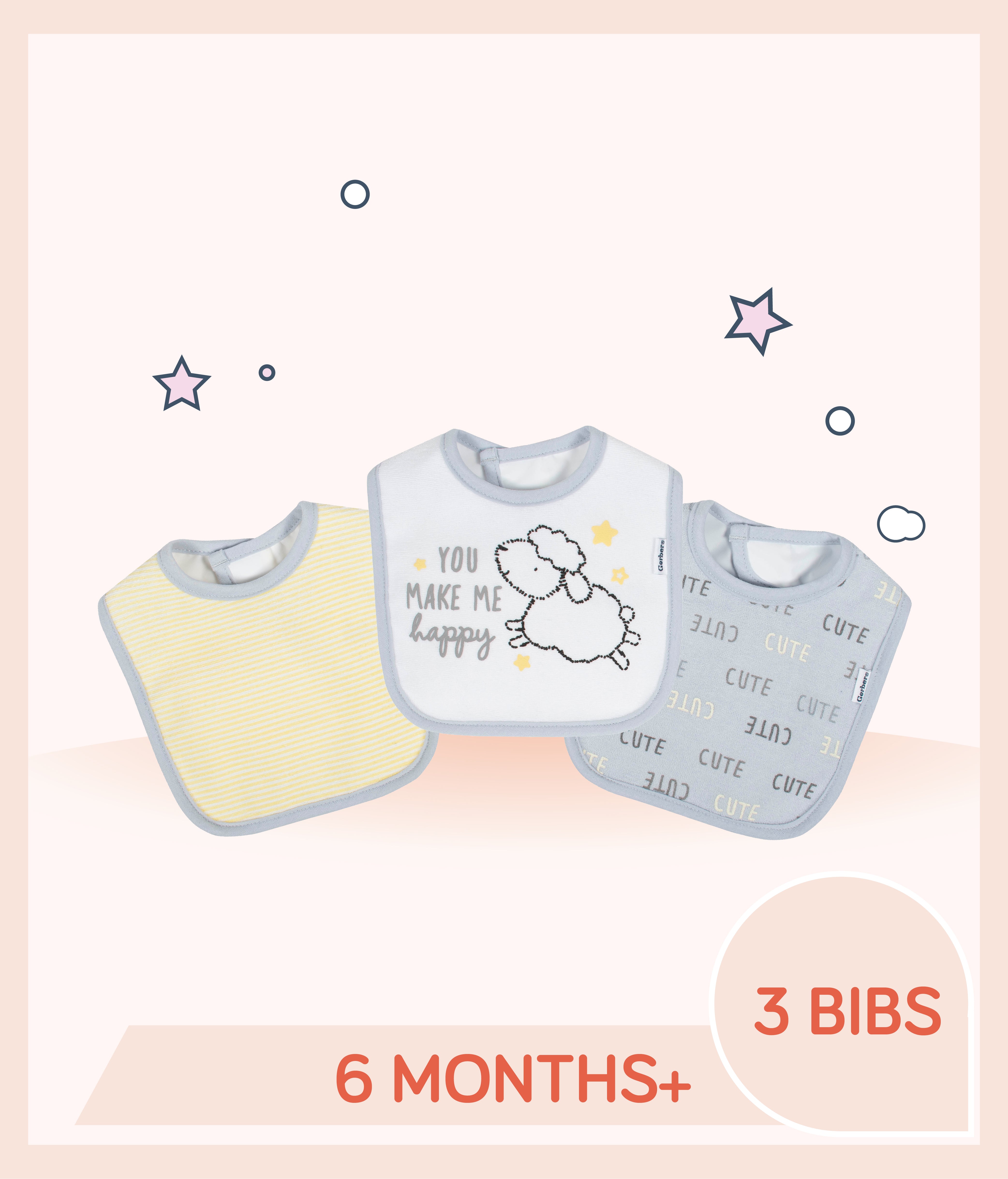 Gerber 3-Pack Neutral Lamb Terry Bibs for over 6 months old