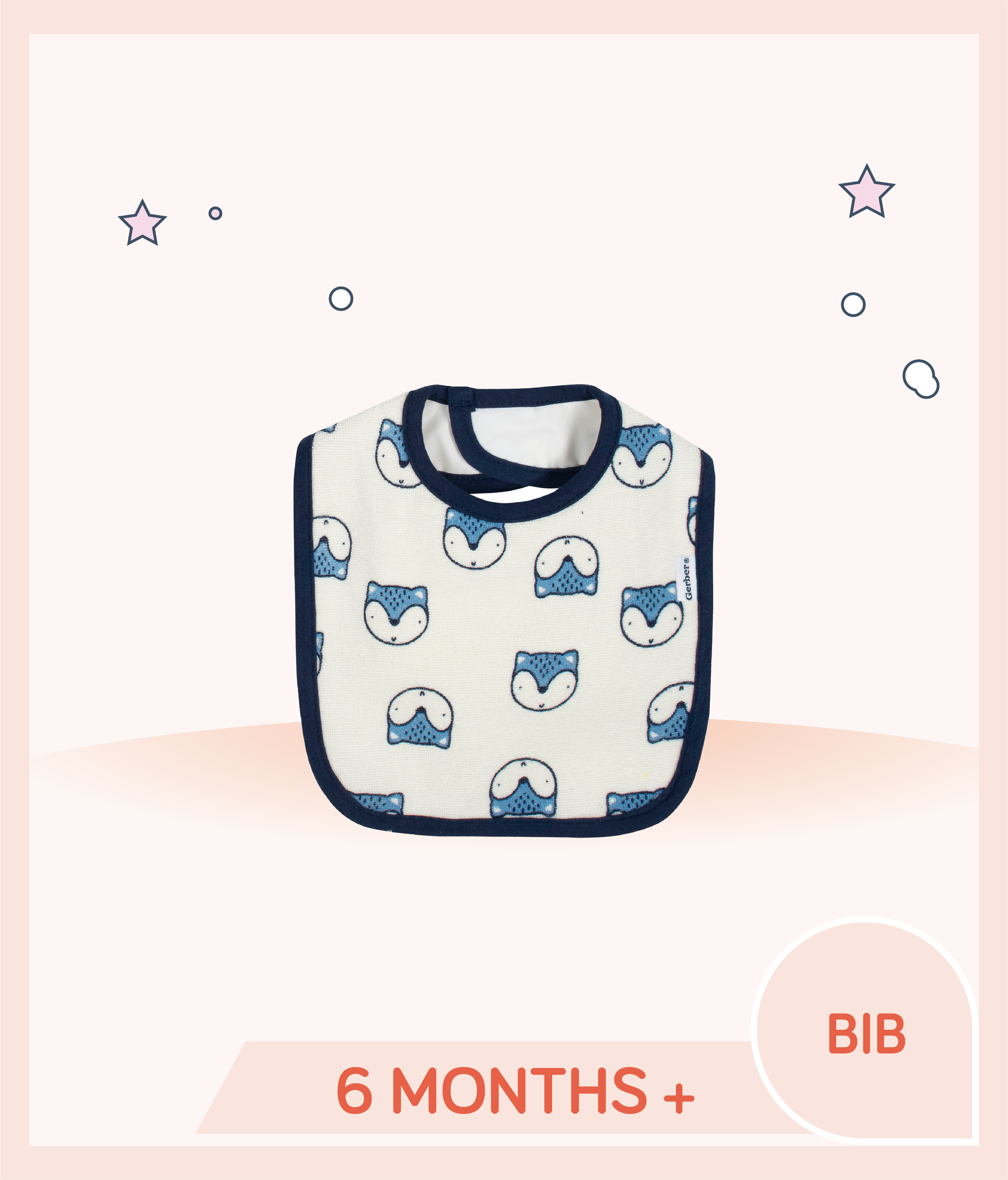 Gerber Baby Boys Mini Fox Terry Bibs for kids over 6 months old