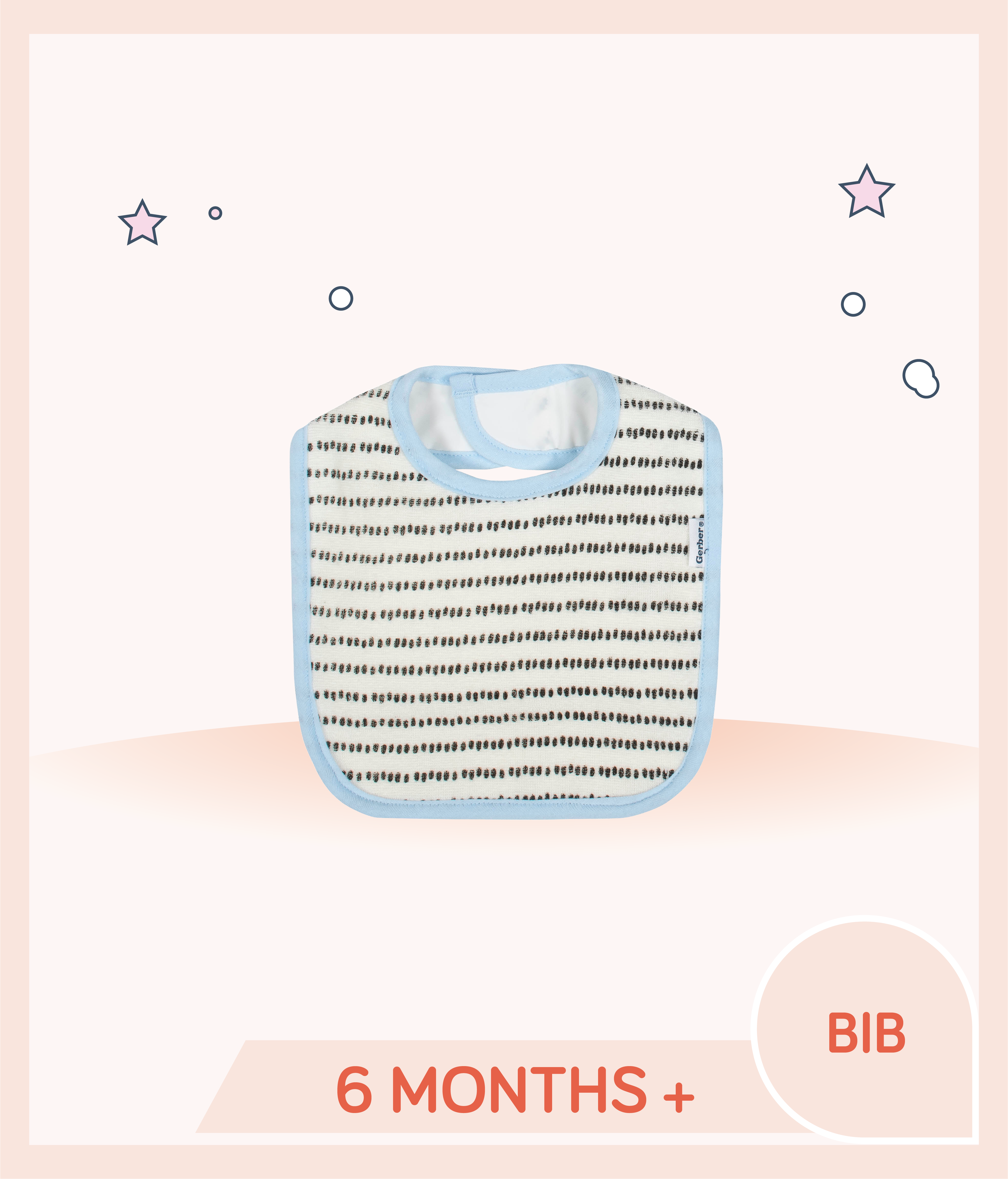 Gerber Baby Boys Beige Black Stripes Bibs for kids over 6 months old