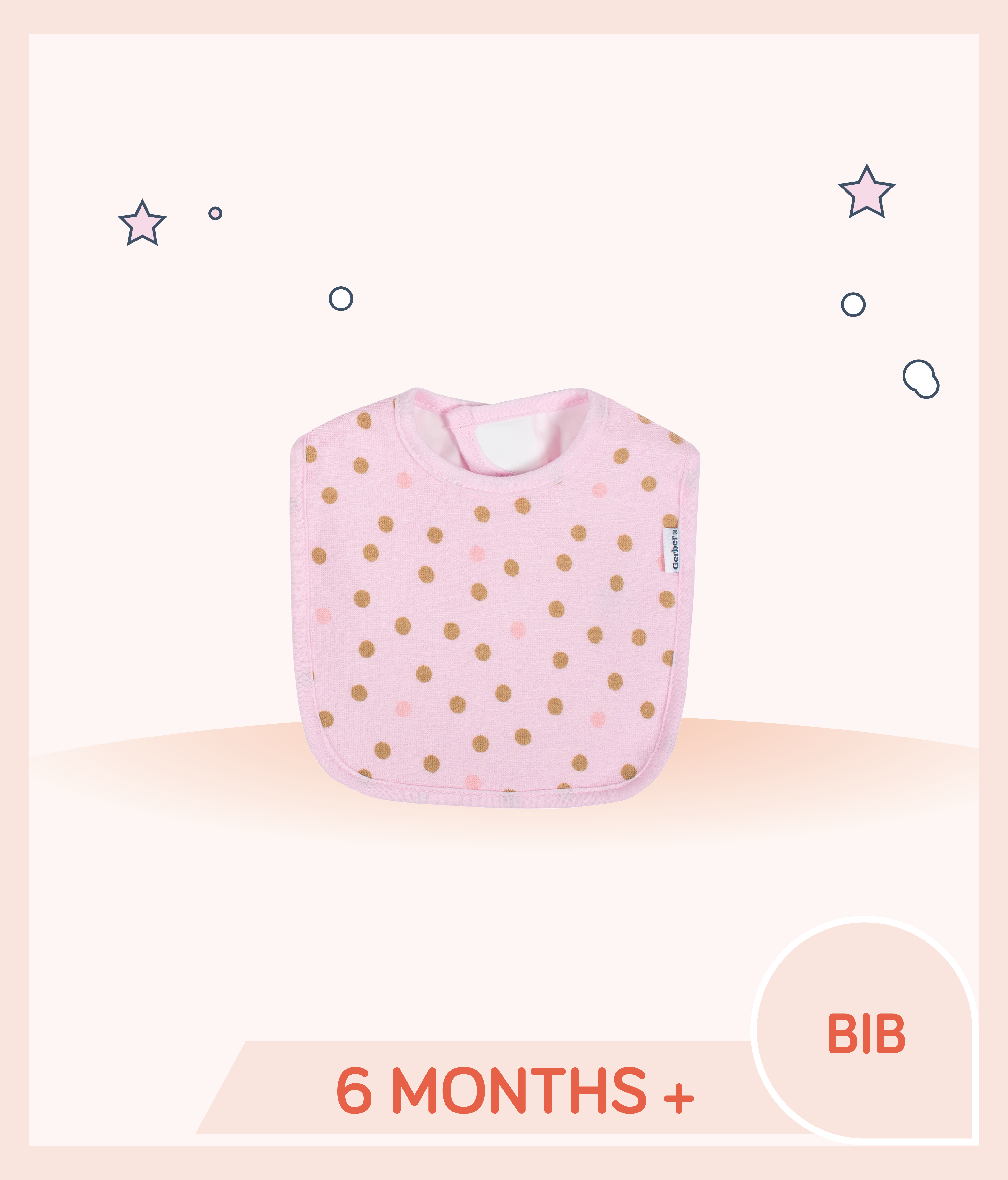 Gerber Girls Princess Dot Terry Bibs for babies over 6 months old