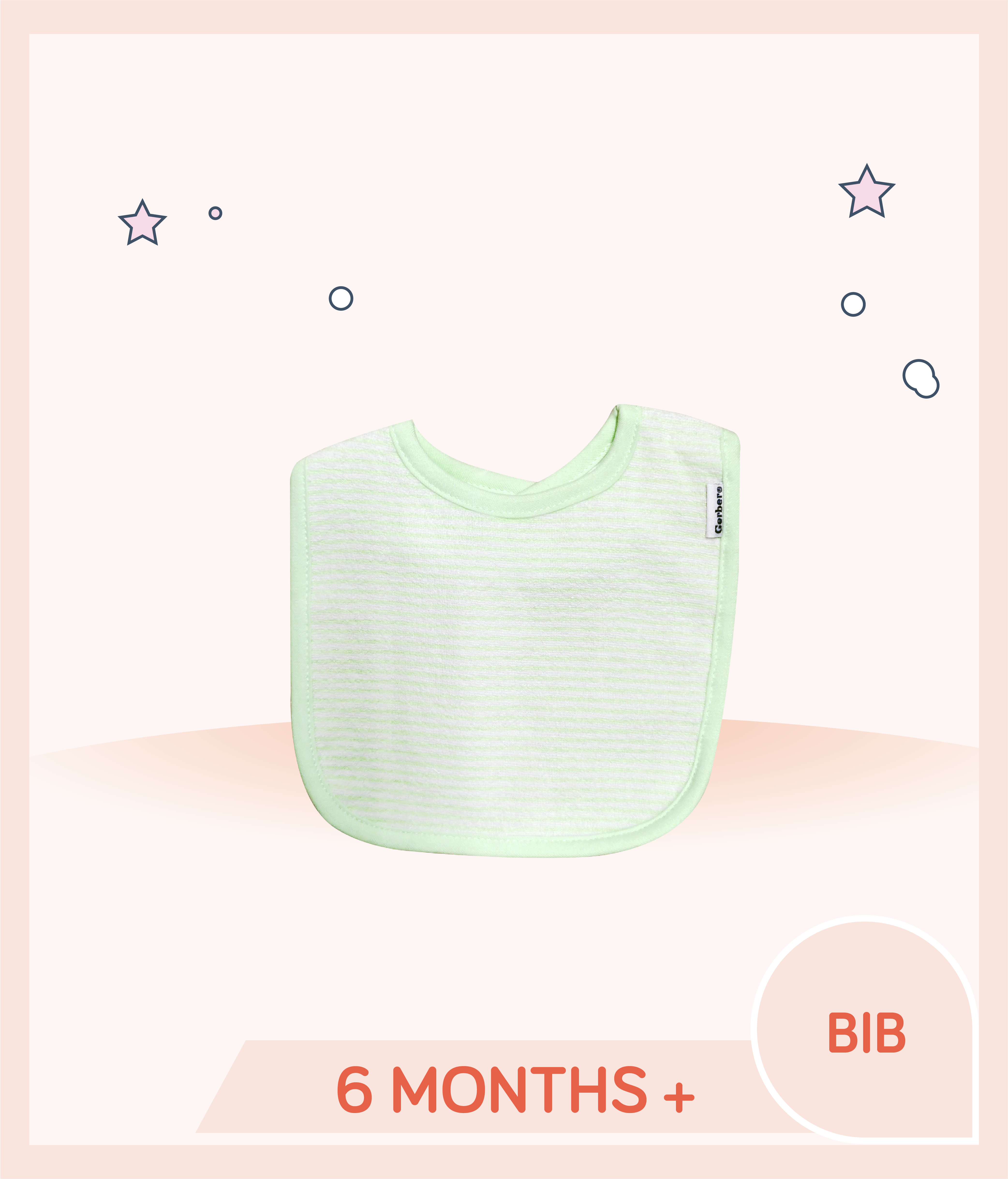 Gerber Neutral Mint Green Stripes Dribbler Bibs for kids over 6 months old