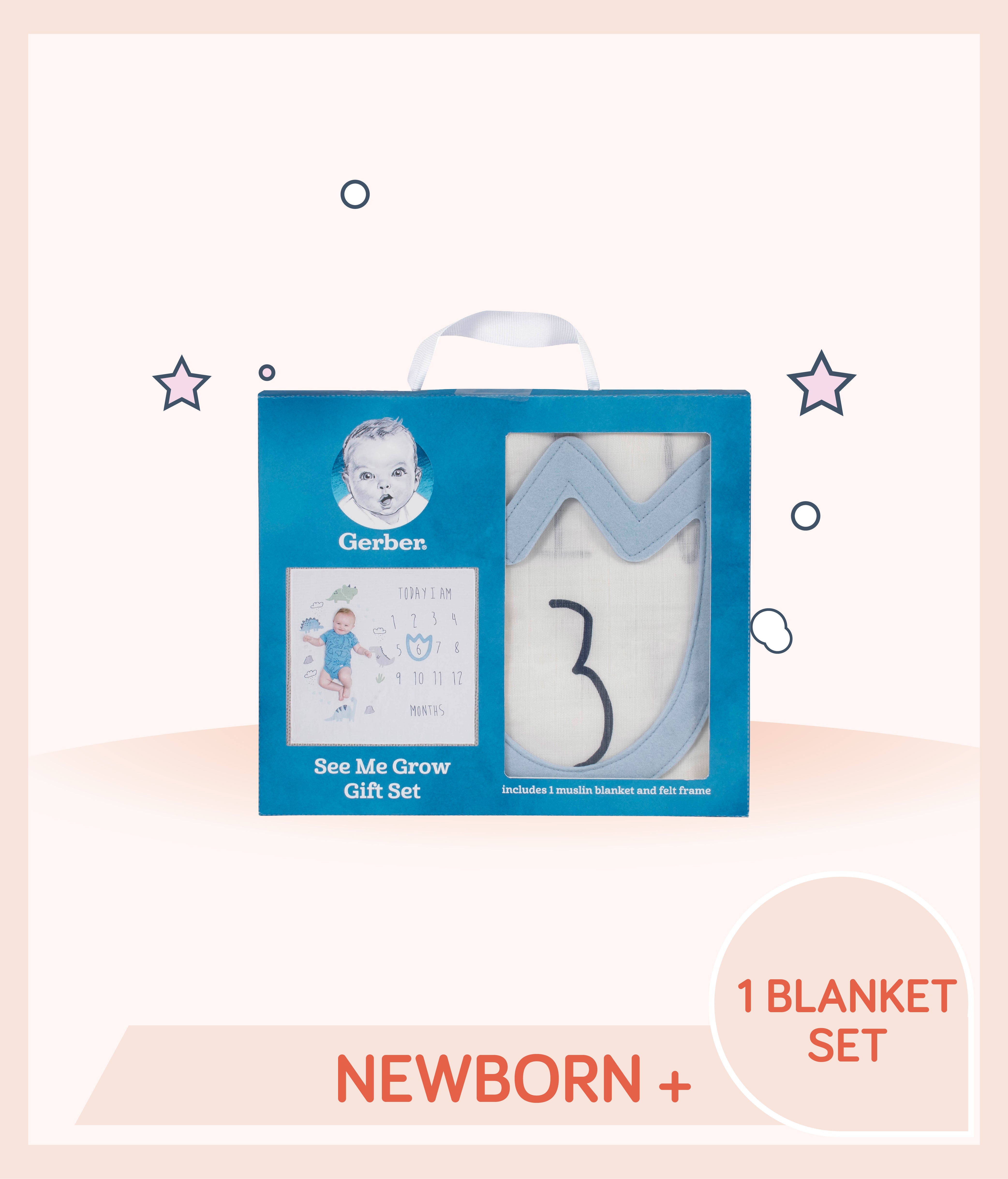 Gerber Boys Dinosaur Monthly Milestone Blanket Set for newborns