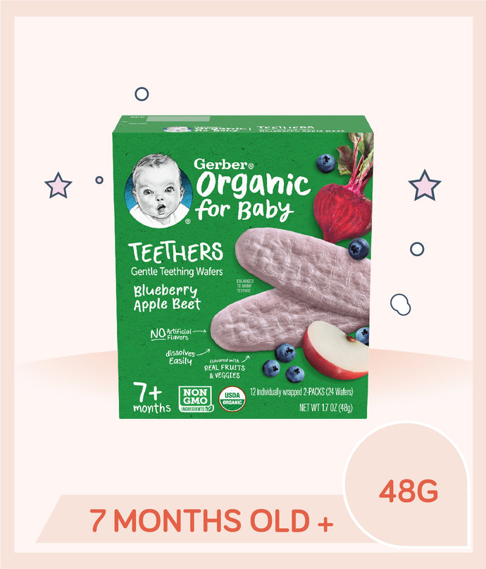 Gerber Organic Teethers Blueberry Apple Beet 48g Box