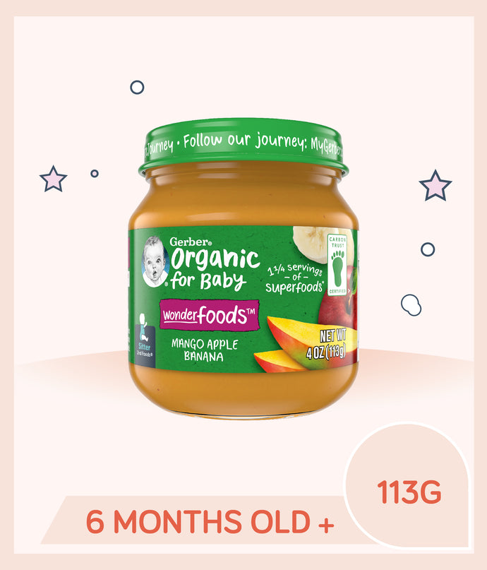 Gerber Organic Mango Apple Banana Baby Food 113g Jar