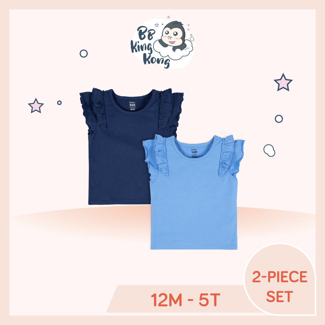 Gerber 2 Pack Baby&Kids Girl Blue Short Sleeve Top