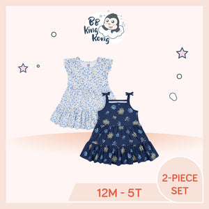 Gerber 2 Pack Baby Girl Blue Flora Knit Dress