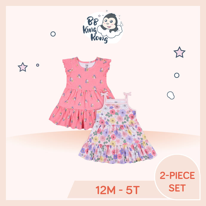 Gerber 2 Pack Baby Girl Pink Flora Knit Dress