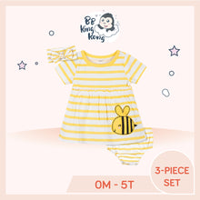 Load image into Gallery viewer, Gerber 3 Pack Baby Girl Bees Dress Set
