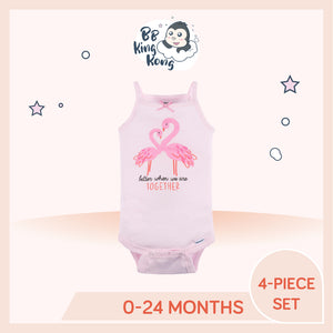 Gerber 4 Pack Baby Girl Flamingo Sleeveless Onesies Bodysuits