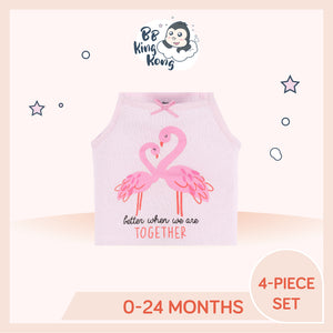 Gerber 4 Pack Baby Girl Flamingo Sleeveless Onesies Bodysuits