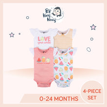 Load image into Gallery viewer, Gerber 4 Pack Baby Girl Fruits Sleeveless Onesies Bodysuits
