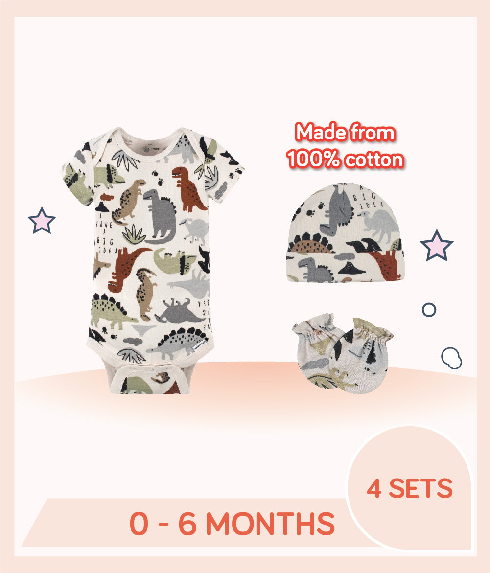 Gerber Baby Boys Dino (ivory with allover dino print) bundle set