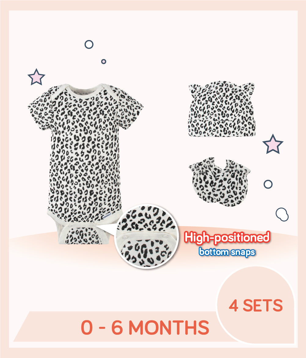 Gerber Baby Girls Leopard (leopard print) bundle set