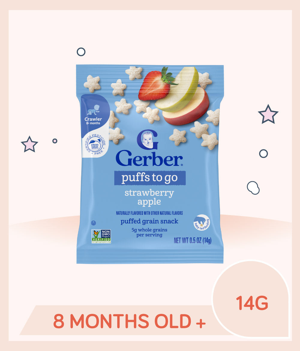 Gerber Puffs To Go Strawberry Apple 14g Pouch