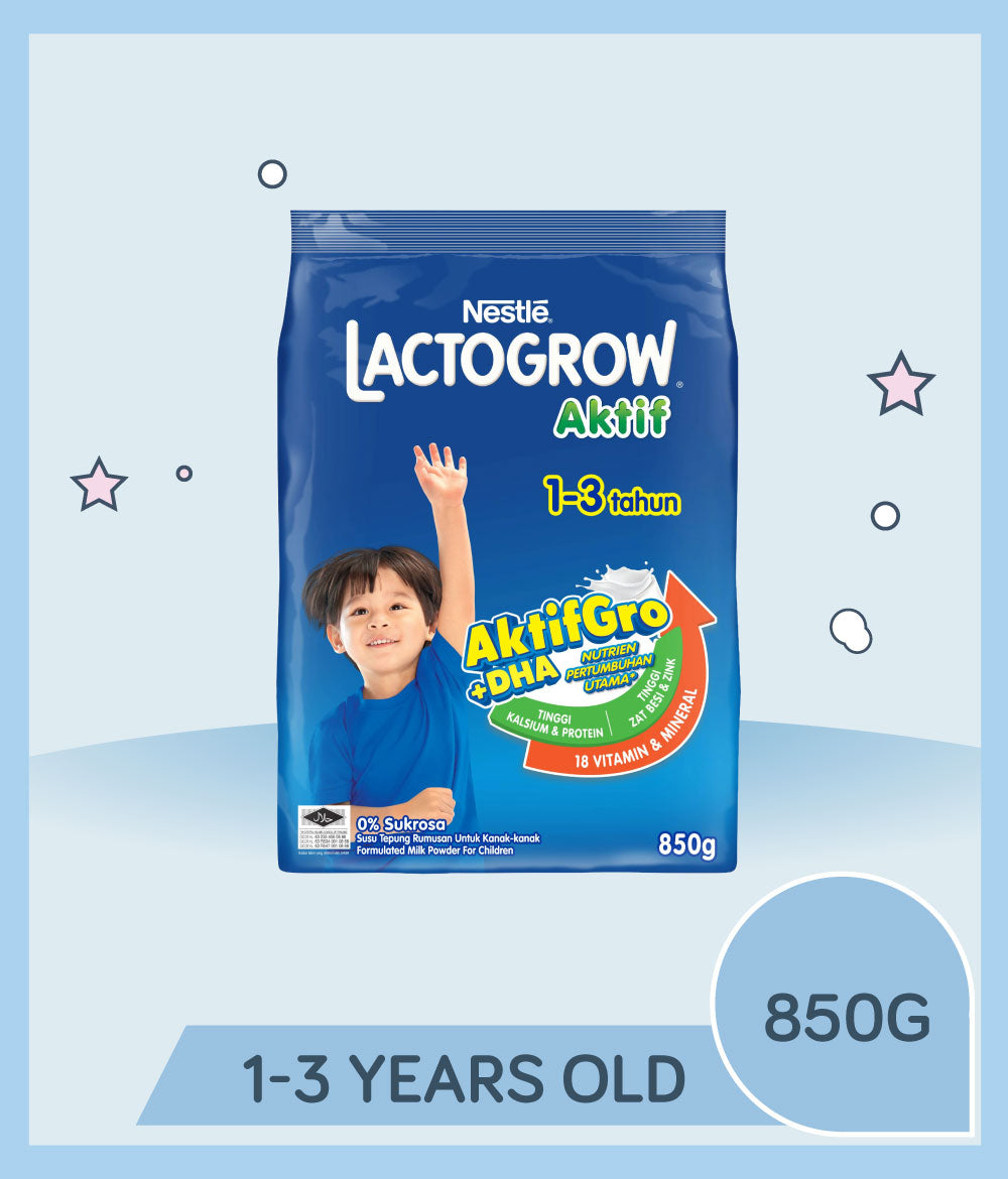 Lactogrow Aktif 1-3 850g Pouch