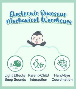 Icons showing product features: Light effects, Beep sounds, Parent-child Interaction, Hand-eye coordination