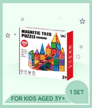 Load image into Gallery viewer, Front view of Magnetic Tiles Puzzle 100 pcs set
