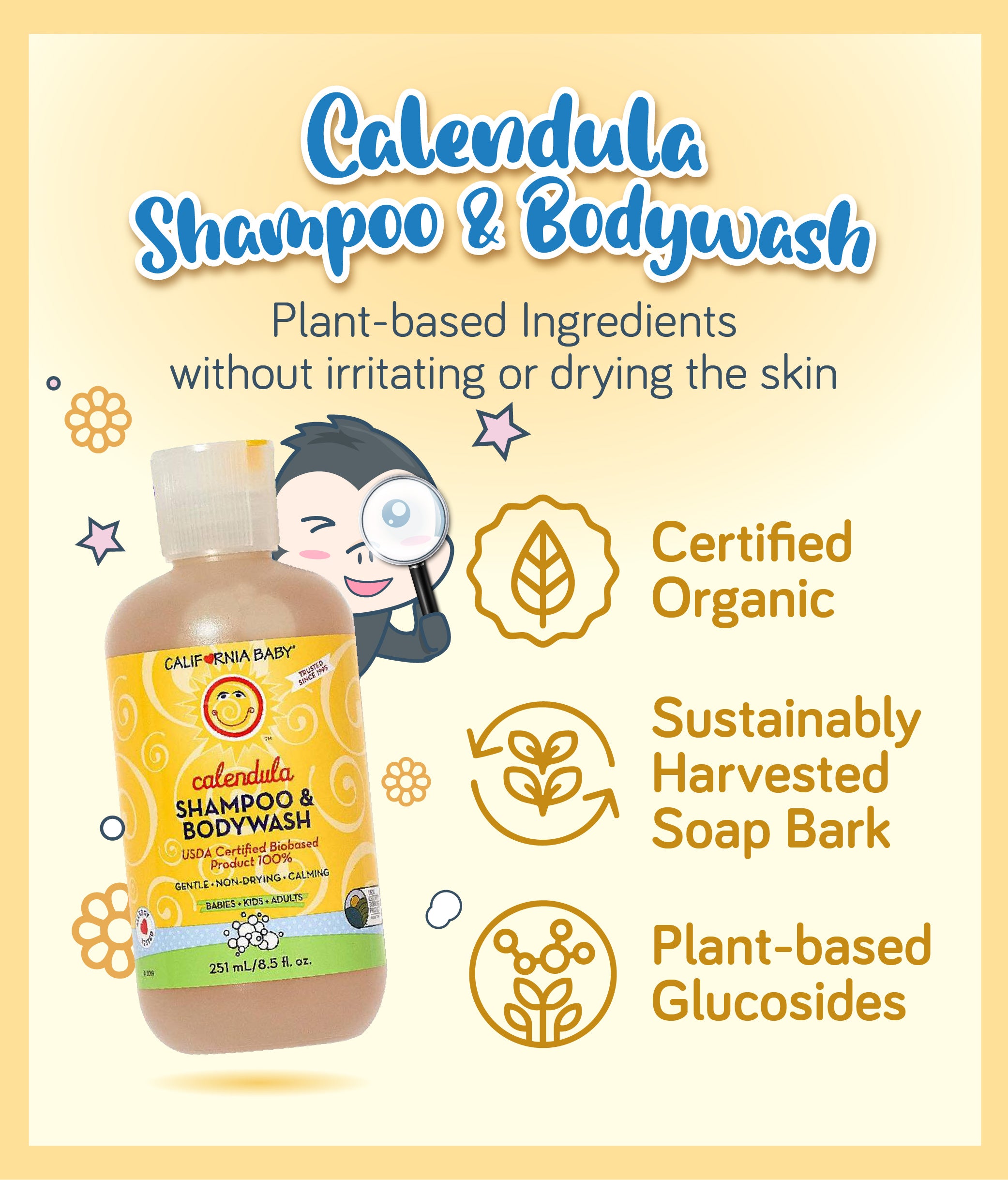 California Baby  Calendula™ Shampoo & Bodywash 251ml/562ml 100% Plant-Based