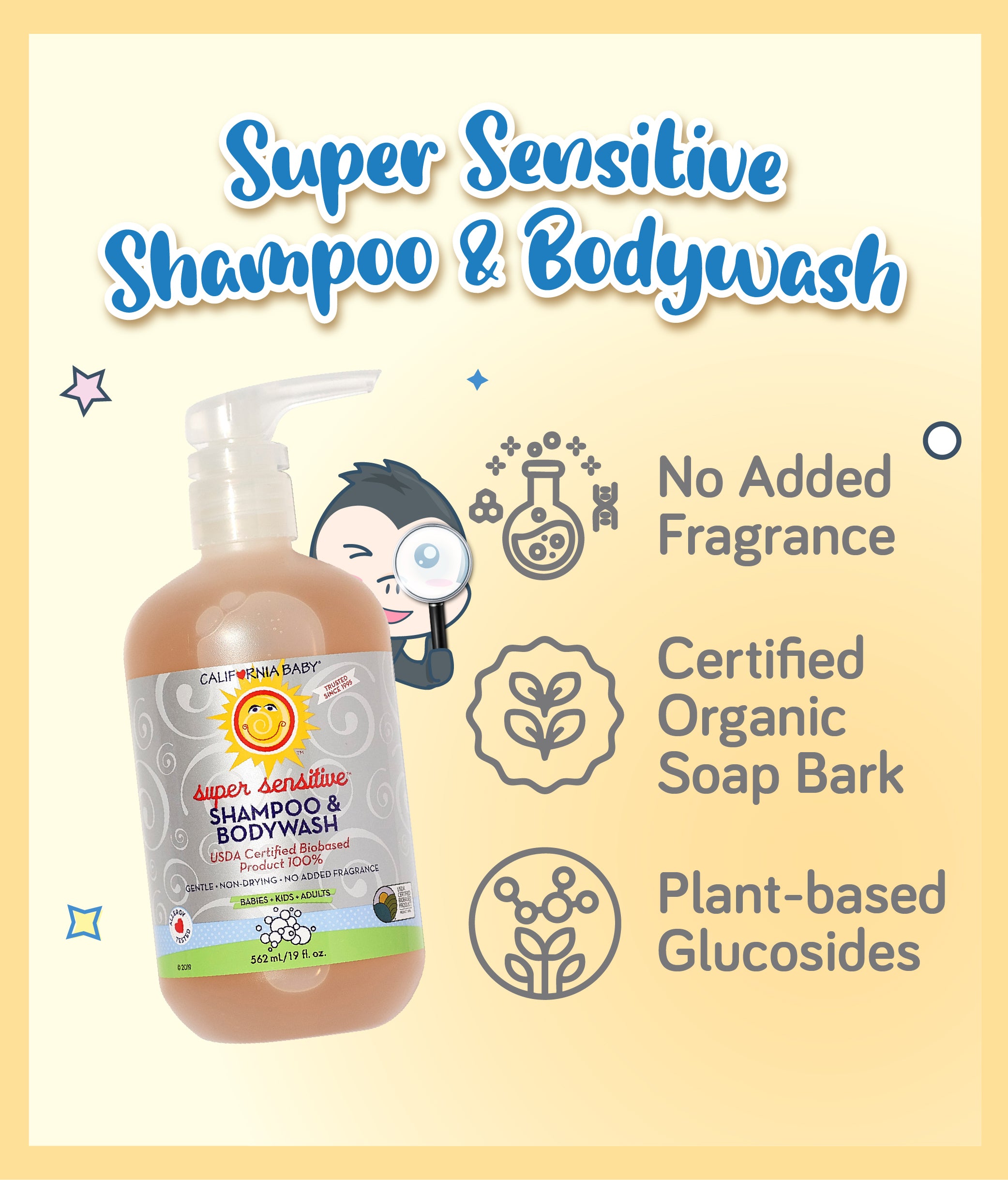 California Baby No Fragrance Super Sensitive Shampoo & Bodywash 251ml/562ml 100% Plant-Based