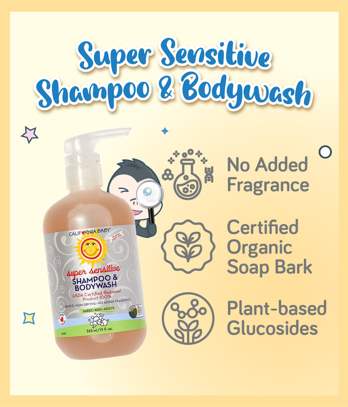 California Baby No Fragrance Super Sensitive Shampoo & Bodywash 251ml/562ml 100% Plant-Based