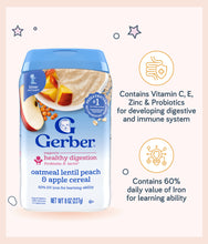 Load image into Gallery viewer, Gerber Powerblend Probiotic Cereal Oatmeal Lentil Peach &amp; Apple
