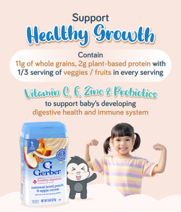 Gerber Powerblend Probiotic Cereal Oatmeal Lentil Peach & Apple