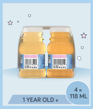 Load image into Gallery viewer, Side view of two Gerber Fruit Juice with a clear packaging holder
