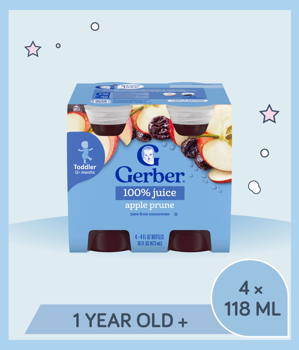 Gerber 100% Apple Prune Juice 473ml Bottle (pack of 4 x 118ml)