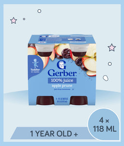 Gerber 100% Apple Prune Juice 473ml Bottle (pack of 4 x 118ml)