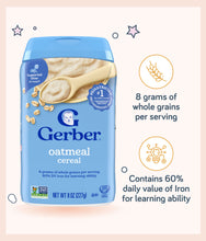 Load image into Gallery viewer, Gerber Single Grain Cereal Oatmeal 227g Container
