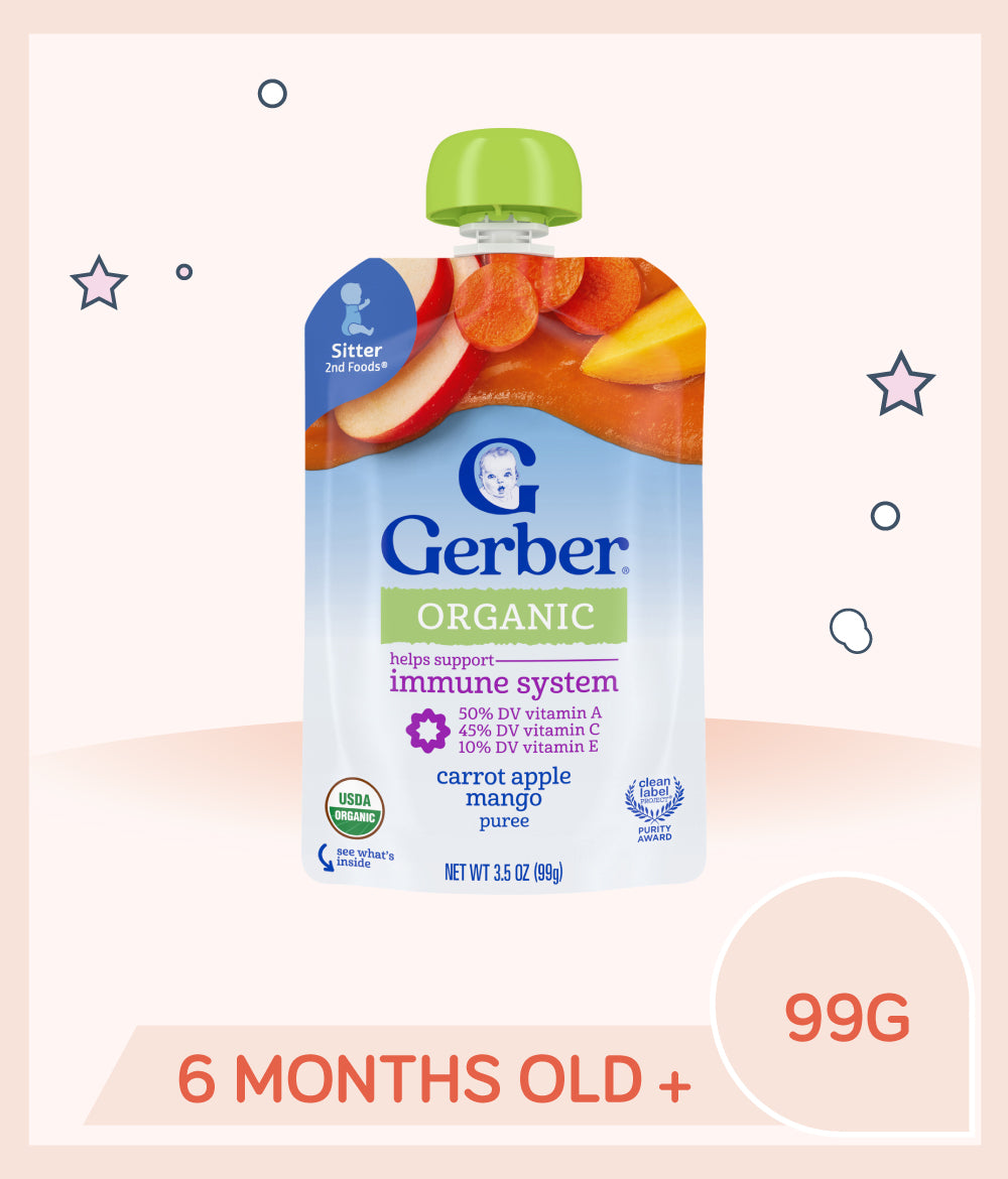 Gerber Organic Carrot Apple Mango 99g Pouch