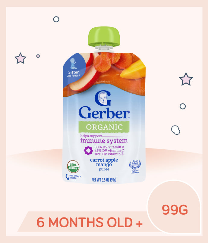 Gerber Organic Carrot Apple Mango 99g Pouch
